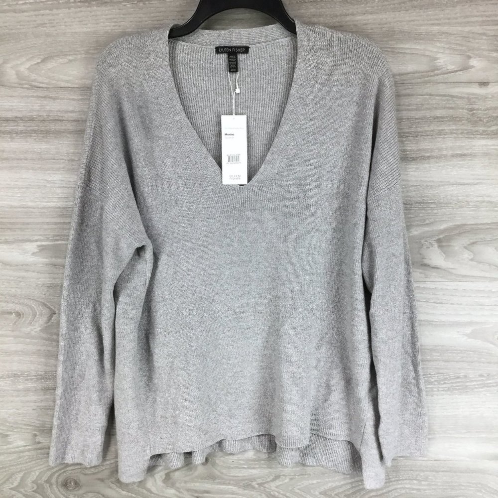 EILEEN FISHER | Metallic Merino Lagenlook Sweater